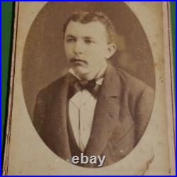 RARE ANTIQUE VERY EARLY 1856 DATED CDV PHOTO PARIS FRANCE STUDIO ID'd YOUNG MAN