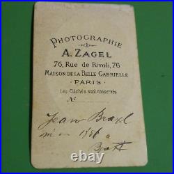 RARE ANTIQUE VERY EARLY 1856 DATED CDV PHOTO PARIS FRANCE STUDIO ID'd YOUNG MAN