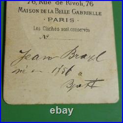 RARE ANTIQUE VERY EARLY 1856 DATED CDV PHOTO PARIS FRANCE STUDIO ID'd YOUNG MAN