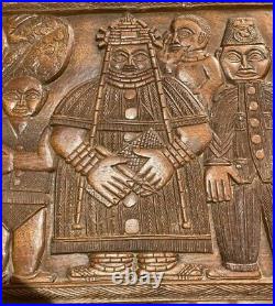 RARE Africian Agba Stool Kingdom of Benin Edo Nigeria early 20thC Carved Teak