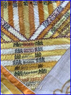 RARE American Cigar Ribbon Quilt Topper Textile Panel