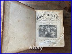 RARE Antique 1831 Early American LARGE FAMILY HOLY BIBLE Perfect NY Baker Family