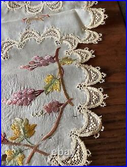 RARE Antique 1840s Edwardian Silk On Silk Figural Monogram LAM Doily