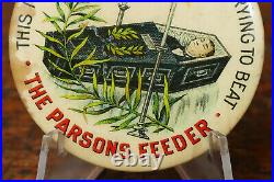 RARE Antique 1890s Parson Feeder Early Maytag Celluloid Advertising Pinback 2