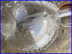 RARE! Antique 18th C Early Dutch Blown Glass Decanter Open Pontil Etched Birds
