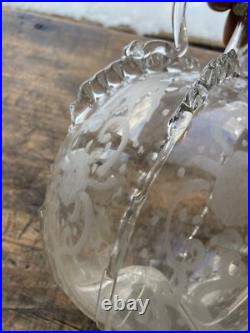 RARE! Antique 18th C Early Dutch Glass Decanter Open Pontil Engraved Birds