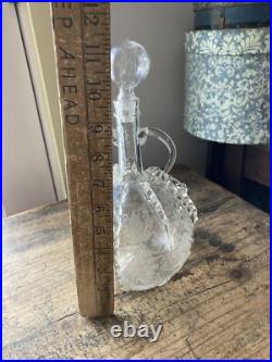 RARE! Antique 18th C Early Dutch Glass Decanter Open Pontil Engraved Birds