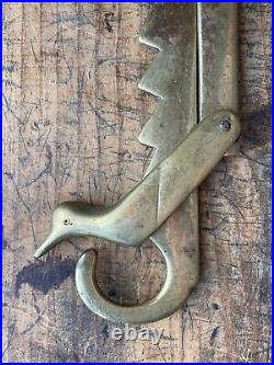 RARE Antique 18th C English Early lighting sawtooth lighting trammel Bird Signed