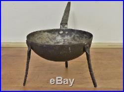 RARE Antique 18th C Forged Iron Early FIREPLACE Tripod Small SPIDER SKILLET
