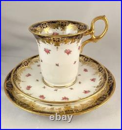 RARE Antique 1907 Paragon Gilded Cobalt Empire Chocolate Cup TRIO 3-Pcs. #2359