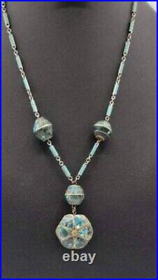 RARE Antique 1910 Kashmir Turquoise Pendant Necklace