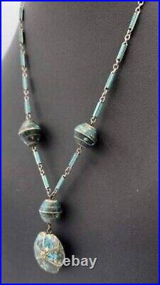 RARE Antique 1910 Kashmir Turquoise Pendant Necklace