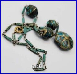 RARE Antique 1910 Kashmir Turquoise Pendant Necklace