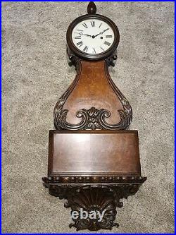 RARE Antique 1920's Early HERMAN MILLER Large Ornate Carved 39 Wall Clock USA