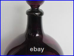 RARE Antique Apothecary Amethyst Demijohn MYRRHAE Bottle, Pontil, Painted Label