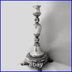 RARE Antique Art Nouveau Polish Fraget Silver Plated Candlestick, European 1920s