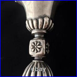 RARE Antique Art Nouveau Polish Fraget Silver Plated Candlestick, European 1920s