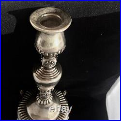 RARE Antique Art Nouveau Polish Fraget Silver Plated Candlestick, European 1920s