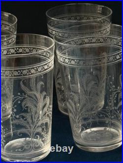 RARE! Antique Baccarat Crystal Fougères Tumblers/Art Nouveau/Early 1900's