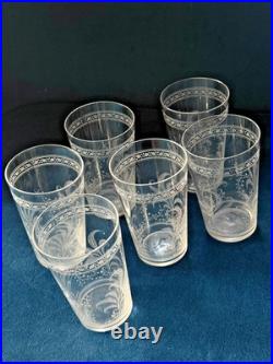 RARE! Antique Baccarat Crystal Fougères Tumblers/Art Nouveau/Early 1900's