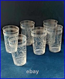 RARE! Antique Baccarat Crystal Fougères Tumblers/Art Nouveau/Early 1900's