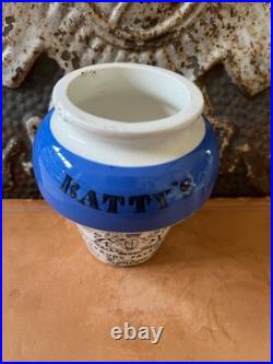 RARE Antique Batty and Co, Mustard Jar Early Version, London, English Adv Pot