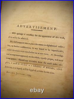 RARE Antique Book 1794 Belknap American Biography Boston Vol 1 Only Early VTG RARE Antique Book 1794 Belknap American Biography Boston Vol 1 Only Early VTG