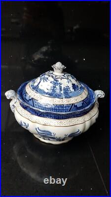 RARE Antique Booths Real Old Willow Pattern Gilded tureen Ladle early XXthC 9072