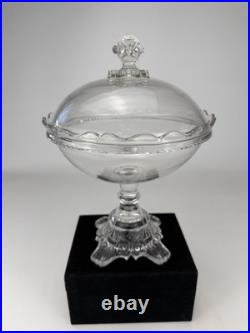 RARE Antique Crystal Wedding EAPG 10.5 Round Pedestal Dome Lid Compote EUC