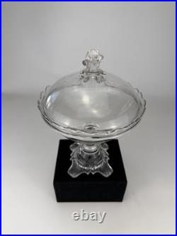 RARE Antique Crystal Wedding EAPG 10.5 Round Pedestal Dome Lid Compote EUC
