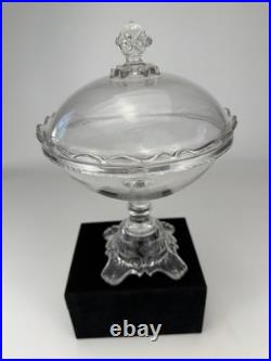 RARE Antique Crystal Wedding EAPG 10.5 Round Pedestal Dome Lid Compote EUC