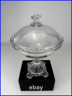 RARE Antique Crystal Wedding EAPG 10.5 Round Pedestal Dome Lid Compote EUC