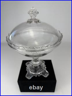 RARE Antique Crystal Wedding EAPG 10.5 Round Pedestal Dome Lid Compote EUC