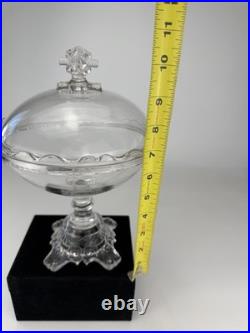 RARE Antique Crystal Wedding EAPG 10.5 Round Pedestal Dome Lid Compote EUC