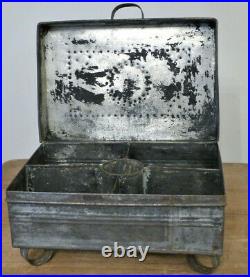 RARE Antique EARLY 19th C TIN Punch TINSMITH Decorated SPICE BOX Folk Art