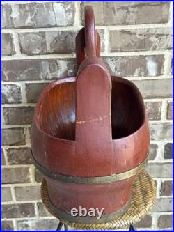 RARE Antique Early 1800s-1900s Qing Dynasty Red Lacquer Wedding Basket