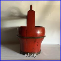 RARE Antique Early 1800s-1900s Qing Dynasty Red Lacquer Wedding Basket