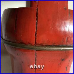 RARE Antique Early 1800s-1900s Qing Dynasty Red Lacquer Wedding Basket