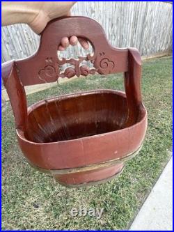 RARE Antique Early 1800s-1900s Qing Dynasty Red Lacquer Wedding Basket