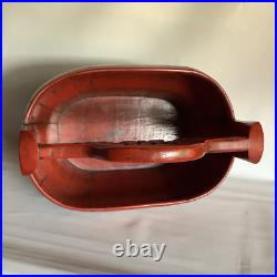 RARE Antique Early 1800s-1900s Qing Dynasty Red Lacquer Wedding Basket