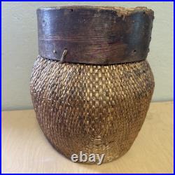 RARE Antique Early 1900s Handmade Chinese Woven Wood Fishing River Basket 14