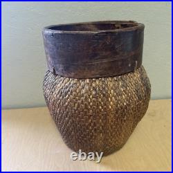 RARE Antique Early 1900s Handmade Chinese Woven Wood Fishing River Basket 14