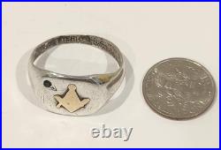 RARE Antique Early 1900s Mens Masonic Ring Sterling/10k Gold