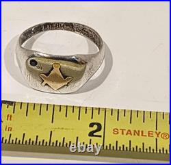 RARE Antique Early 1900s Mens Masonic Ring Sterling/10k Gold