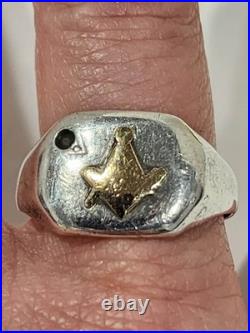 RARE Antique Early 1900s Mens Masonic Ring Sterling/10k Gold