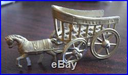 RARE Antique Early 1900s Small Metal France SR Horse Drawn Cart