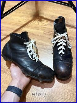 RARE Antique Early 1900s Soccer Football Leather Boots Shoes Vintage Size US9 42