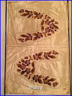 RARE! Antique Early 19thc. Hand Embroidered Godey's Lady's Slippers Pattern