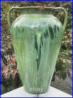 RARE Antique Early 20th C. LARGE J B Cole Drip Glazed Floor Vase Pottery Amphora