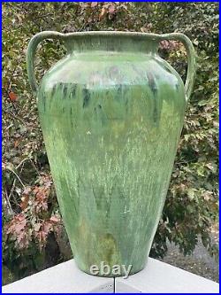 RARE Antique Early 20th C. LARGE J B Cole Drip Glazed Floor Vase Pottery Amphora